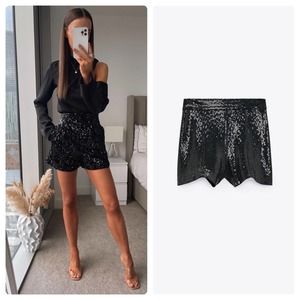 Zara Black Sequin Shorts Size Small NWT New With Tags